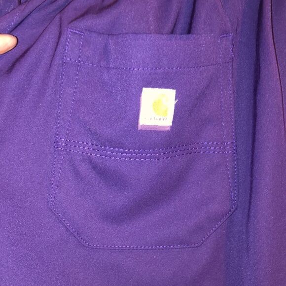 carhartt SP Force Purple Scrub Pants with Six Pockets Gold Drawstrings - Picture 11 of 14